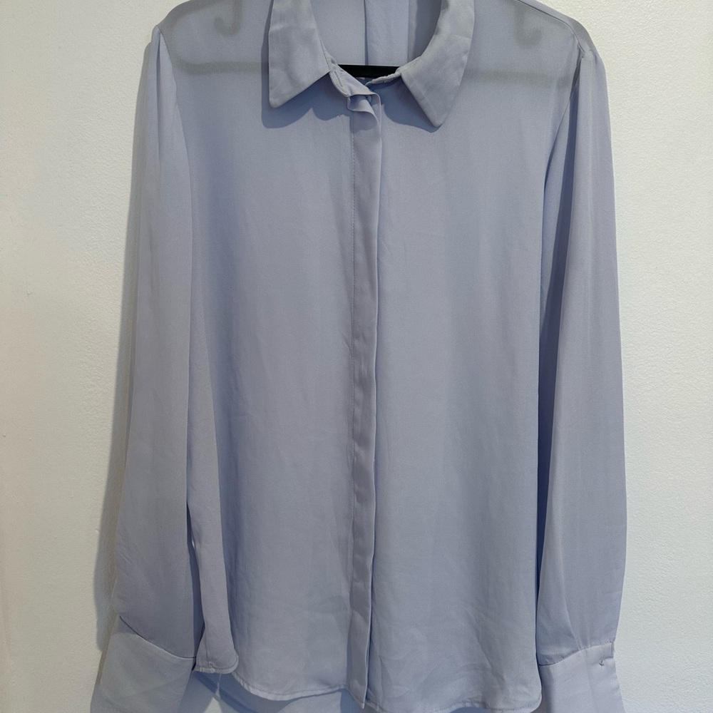 Mango Basics Soft Blue Sheer Blouse